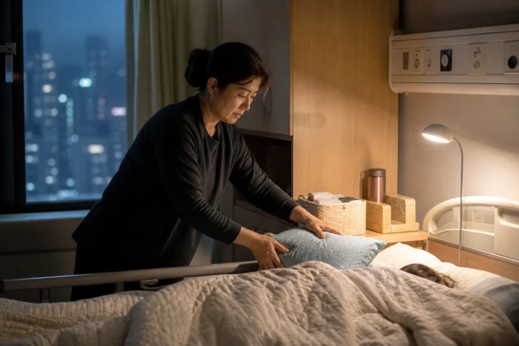 간병인 보험 비용 구조를 살펴보는 장면